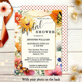 Happy Retro Wildflower Watercolor Bridal Shower Einladung