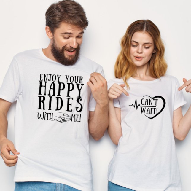 Happy Rides Honeymoon Hubby Newlywed Couple T-Shirt (Von Creator hochgeladen)