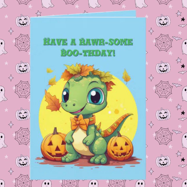 Happy Roar Einige Niedliche Dino Foto Halloween-Ka Karte (Von Creator hochgeladen)