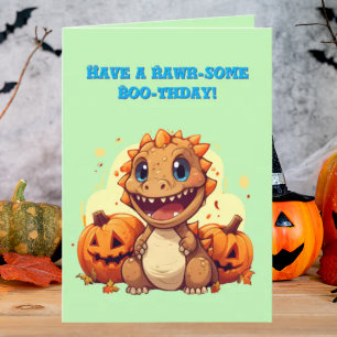 Happy Roar Einige Niedliche Dino Foto Halloween-Ka Karte