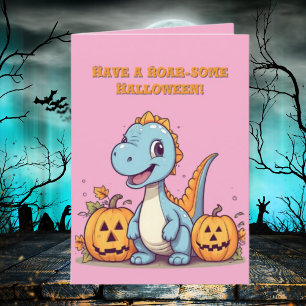 Happy Roar Einige Niedliche Dino Foto Halloween-Ka Karte