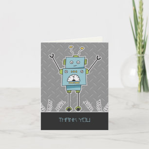 Happy Robot & Springs Dankeschön Note Card Dankeskarte