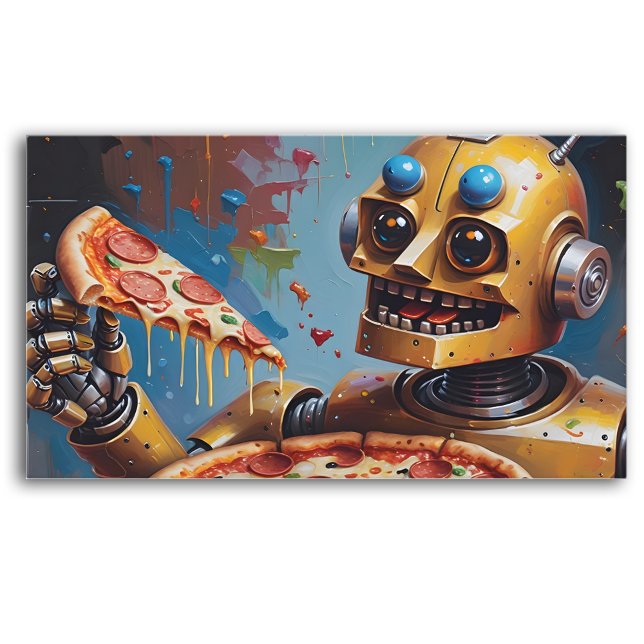 Happy Roboter Pizzeria mit qr Code Treuekarte (Von Creator hochgeladen)