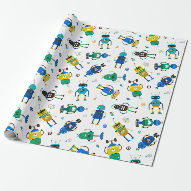 Happy Robots Geschenkpapier (Ungerollt)