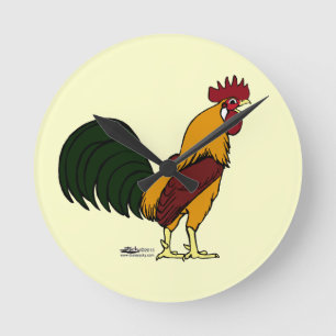 Happy Rooster Runde Wanduhr