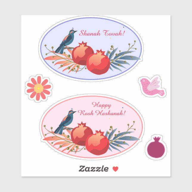 Happy Rosh Hashanah Jüdische Neujahrsmuster Aufkleber (Blatt)