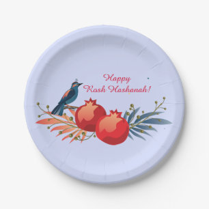 Happy Rosh Hashanah Jüdische Neujahrsmuster Pappteller