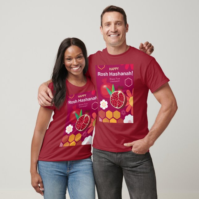 Happy Rosh Hashanah Jüdische Neujahrsmuster T-Shirt (Unisex)