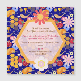 Happy Rosh Hashanah Jüdisches Neujahr Blumenmagnet Magnetkarte