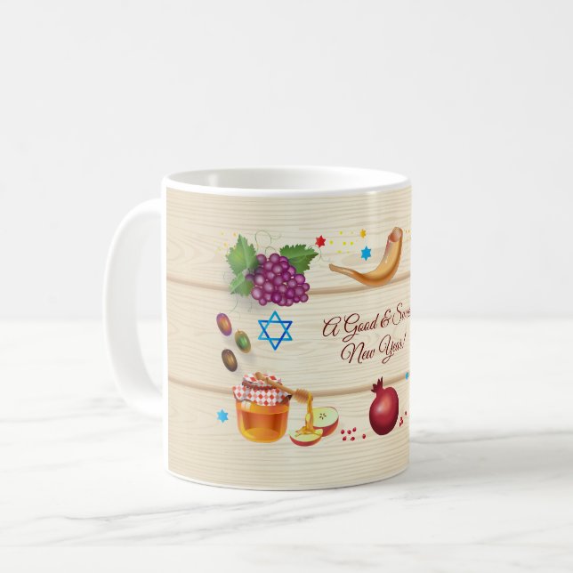 Happy Rosh Hashanah Juwish New Year Honey & Apple Kaffeetasse (Vorderseite Links)