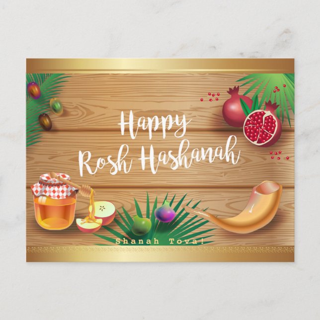Happy Rosh Hashanah Juwish New Year Honey & Apple Postkarte (Vorderseite)