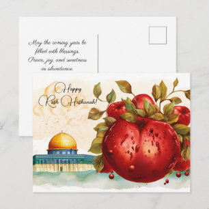 Happy Rosh Hashanah mit Dome of Rock & Apfel Postkarte