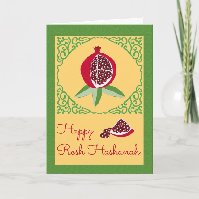 Happy Rosh Hashanah mit Sweet Pomegranate Karte (Vorderseite)