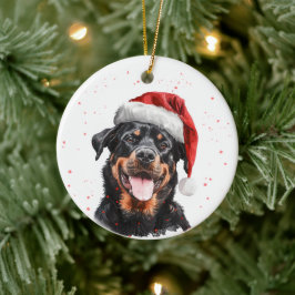 Happy Rottweiler Dog Christmas Personalized Keramik Ornament
