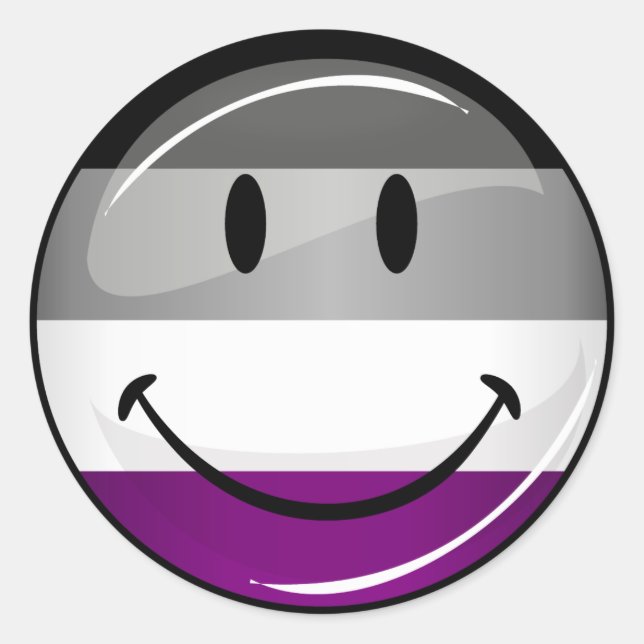 Happy Round Asexual Flag Runder Aufkleber (Vorderseite)