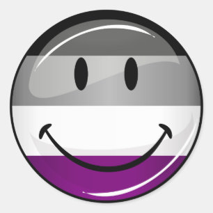 Happy Round Asexual Flag Runder Aufkleber