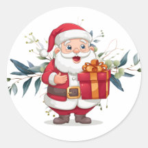 Happy Round Santa & Eukalyptus Stickers