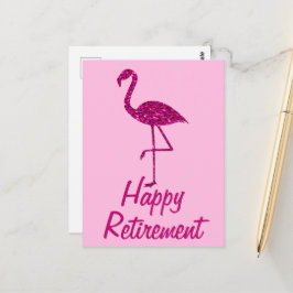 Happy Ruhestand funkelnd rosa Flamingo Custom text Postkarte