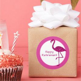 Happy Ruhestand funkelnd rosa Flamingo Custom text Runder Aufkleber