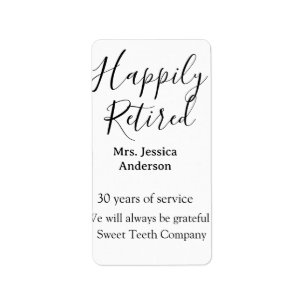 Happy Ruhestand hinzufügen Namen Jahre des Dienste Adressaufkleber