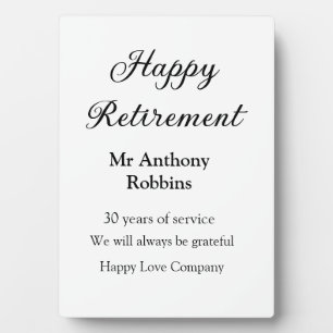 Happy Ruhestand hinzufügen Namen Jahre des Dienste Fotoplatte