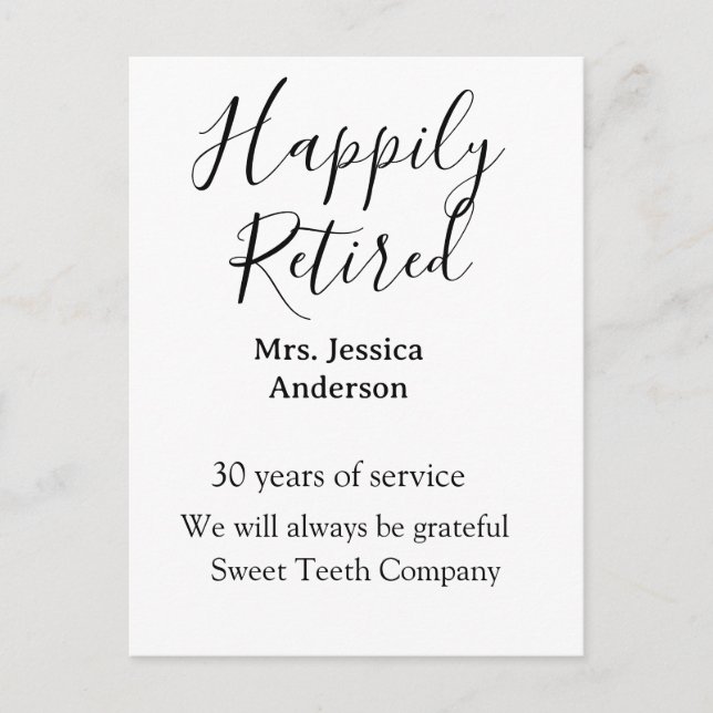 Happy Ruhestand hinzufügen Namen Jahre des Dienste Postkarte (Vorderseite)