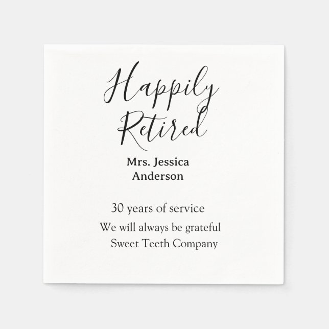 Happy Ruhestand hinzufügen Namen Jahre des Dienste Serviette (Vorderseite)