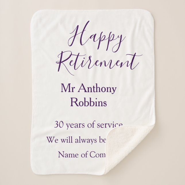 Happy Ruhestand hinzufügen Namen Jahre des Dienste Sherpadecke (Vorderseite)