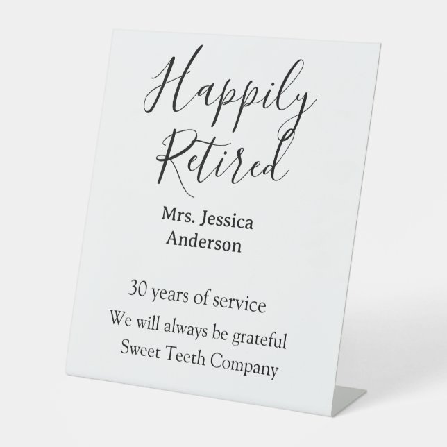 Happy Ruhestand hinzufügen Namen Jahre des Dienste Sockelschild (Vorderseite)