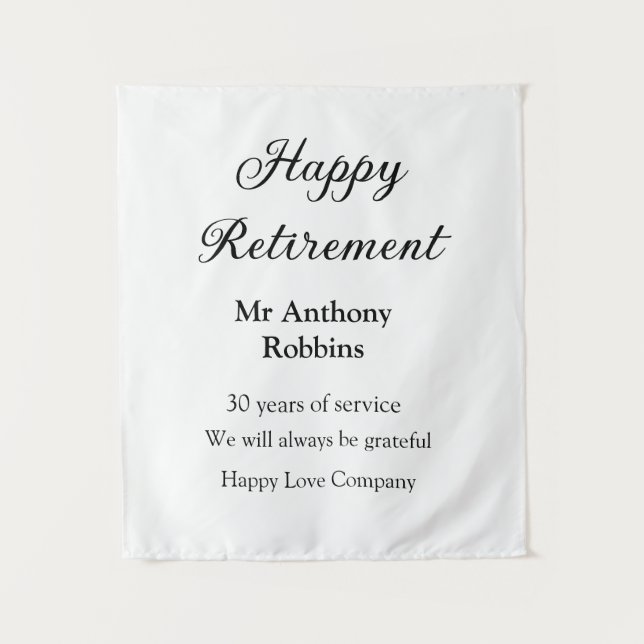Happy Ruhestand hinzufügen Namen Jahre des Dienste Wandteppich (Vorderseite)