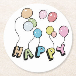 Happy Runder Pappuntersetzer