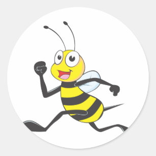 Happy Running Bee Runder Aufkleber