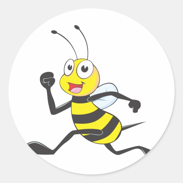 Happy Running Bee Runder Aufkleber (Vorderseite)
