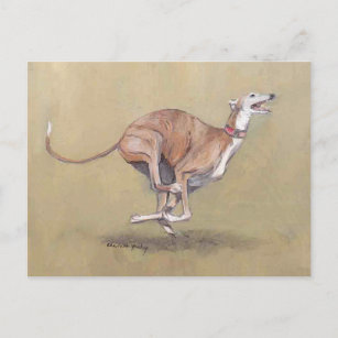 Happy Running Greyhound Dog Art Postkarte