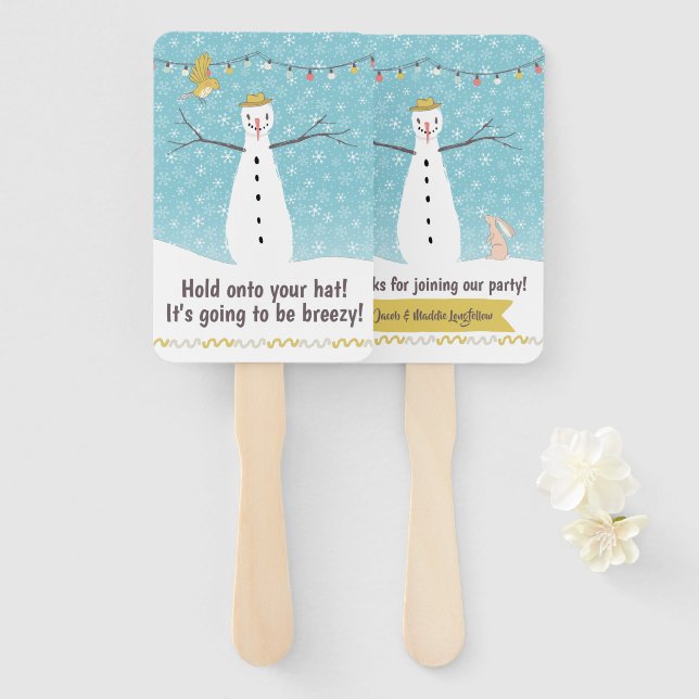 Happy Rustic Snowman Cool Breeze Fächer (Vorne und Hinten)