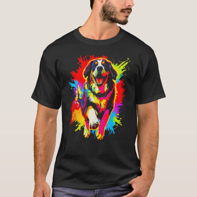 Happy Saint Bernard Dog T-Shirt (Vorderseite)