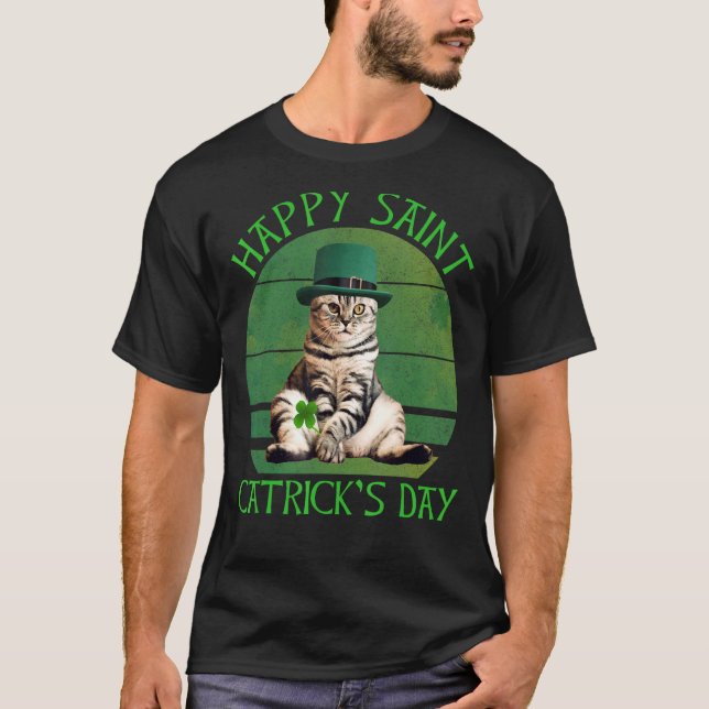 Happy Saint Catrick's Day Cat Lover St. Patrick's T-Shirt (Vorderseite)