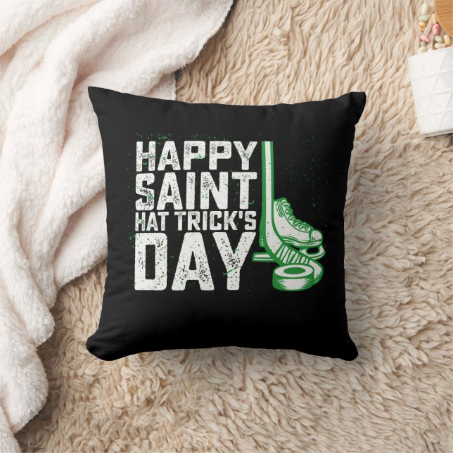 Happy Saint Hat Trick's Day Ice Hockey St Patricks Kissen (Decke)