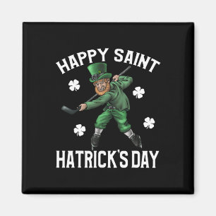Happy Saint Hatricks Day St Patrick's Day Hockey L Magnet