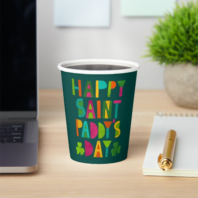 Happy Saint Paddy's Day Bright Modern Lettering Pappbecher (InSitu)
