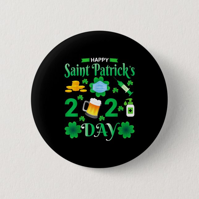 Happy Saint Patrick's Day 2024 Irish Shamrock Face Button (Vorderseite)