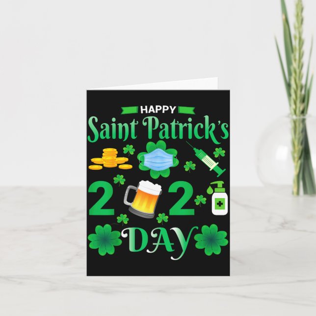 Happy Saint Patrick's Day 2024 Irish Shamrock Face Karte (Vorderseite)
