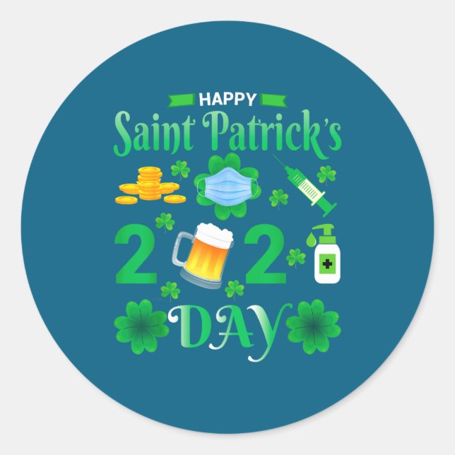 Happy Saint Patrick's Day 2024 Irish Shamrock Face Runder Aufkleber (Vorderseite)