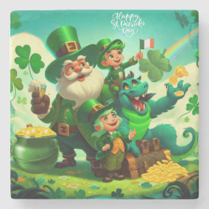 Happy Saint Patrick's Day bunt Steinuntersetzer