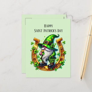 Happy Saint Patrick's Day gnome Feiertagspostkarte