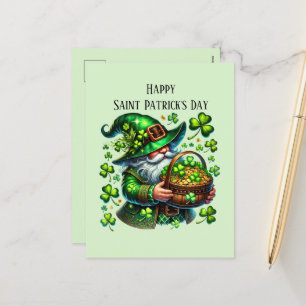 Happy Saint Patrick's Day gnome Feiertagspostkarte