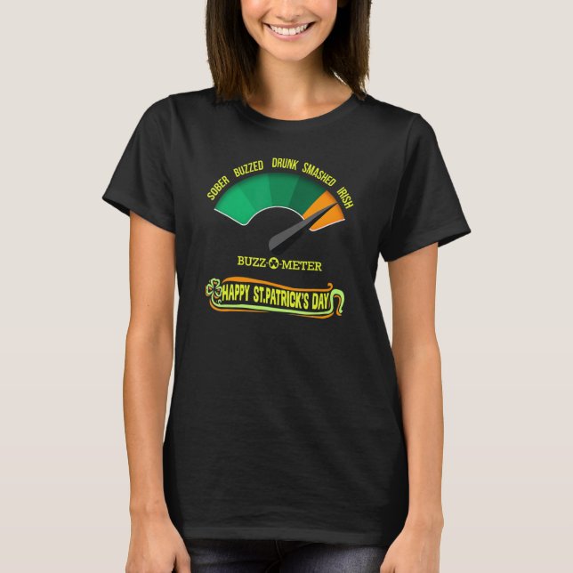 Happy Saint Patrick's Day Irish Buzz O Meter Graph T-Shirt (Vorderseite)