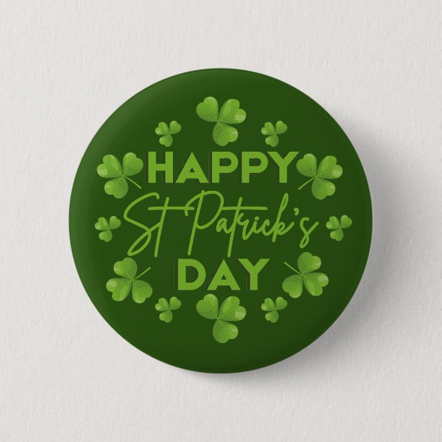 Happy Saint Patrick's Day Irish Colorful Kleeblatt Button (Vorderseite)