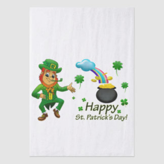 Happy Saint Patrick's Day Leprechaun Rainbow  Seidenpapier