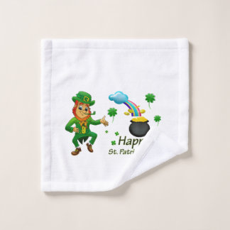 Happy Saint Patrick's Day Leprechaun Rainbow  Waschlappen